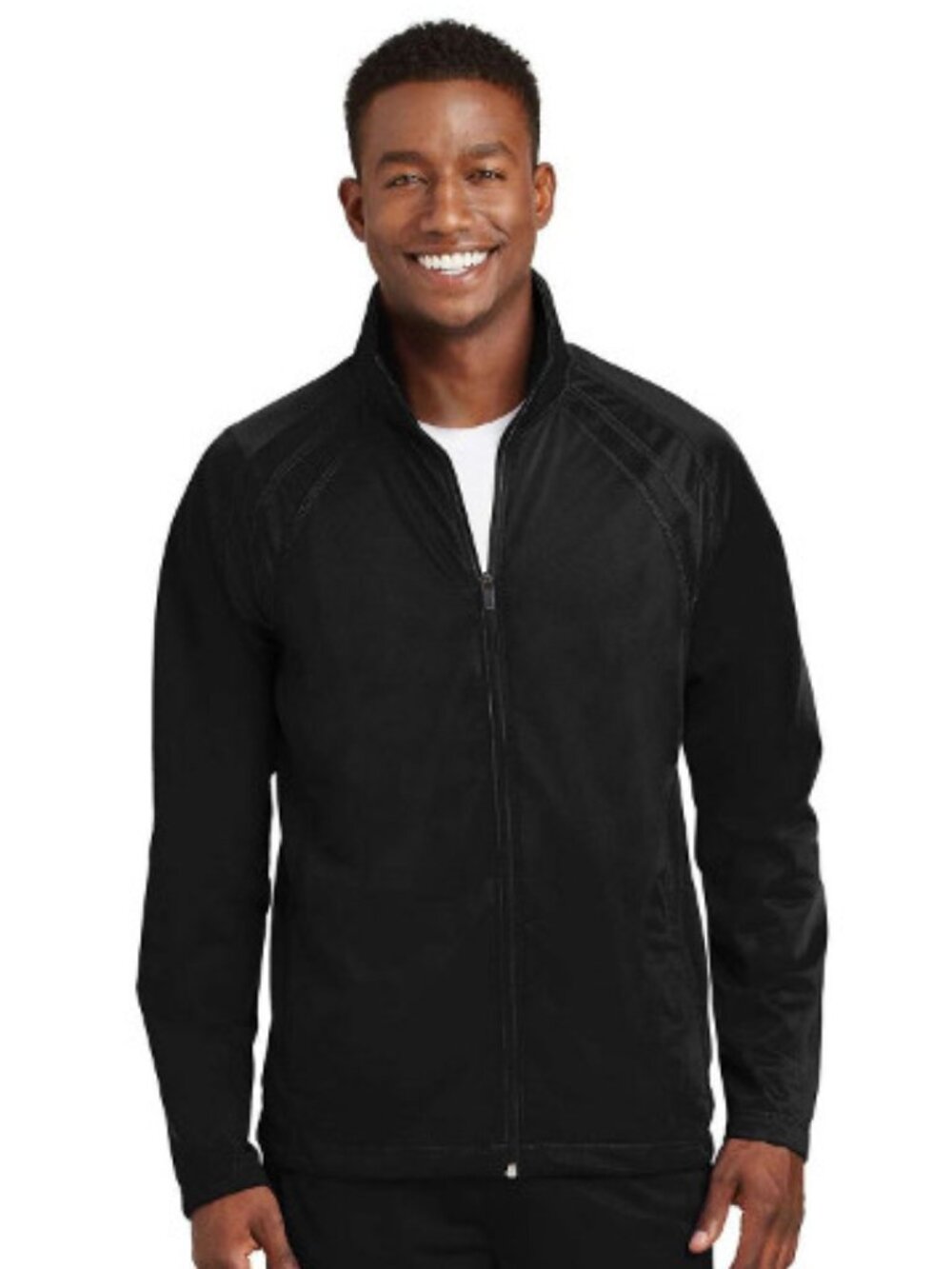 SportTek Tricot Track Jacket. - JST90 - Black/Black